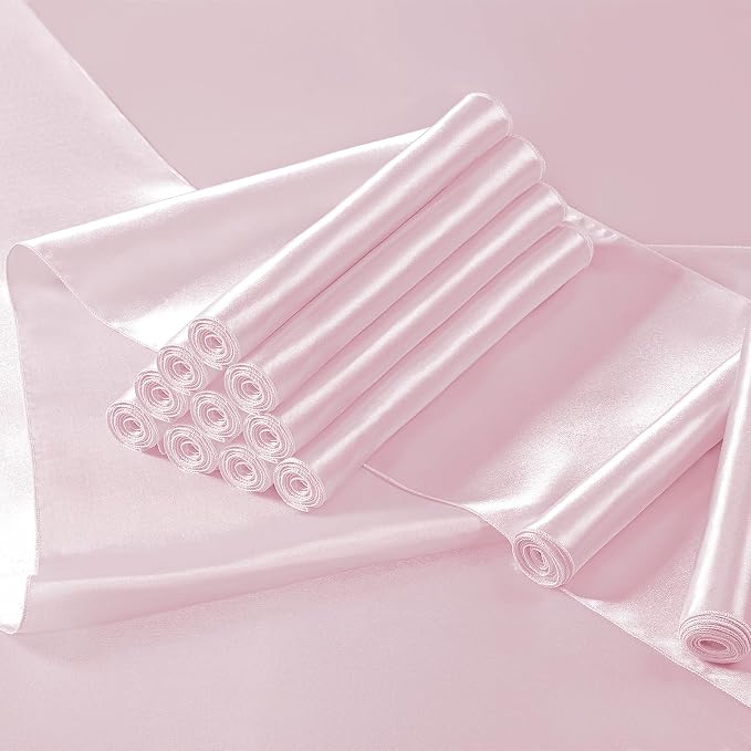 Manyshofu Blush Pink Satin Table Runner 12x108 - Image 2