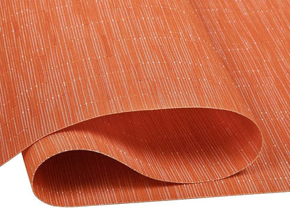 SHACOS Orange Placemats Set of 6 Woven Vinyl Place Mats - Image 3