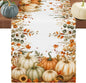 Fall Pumpkins Table Runners 72 Inches Long, Thanksgiving Maple Leaf Cotton by Edwiinsa