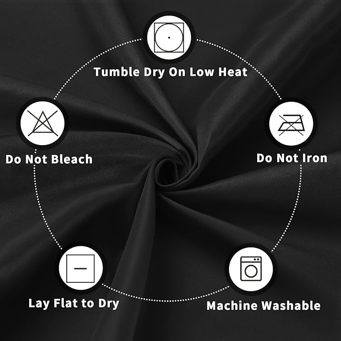 PureFit 6 Pack Rectangle Black Table Cloths 60 x 126 Inch for 6Ft Tables, Stain and Wrinkle Resistant Table Linens for Home Use, Wedding, Party, Banquet and Camping