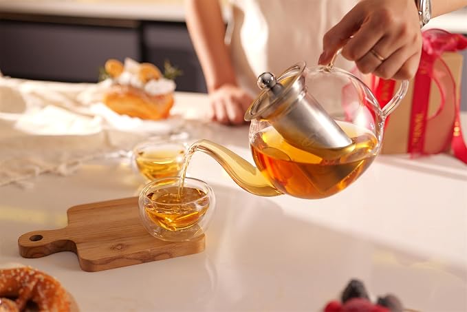 CNGLASS Tea Cups Set of 4 Double Wall Glass Tea Cup, 5.1oz Asian Insulated - Image 6