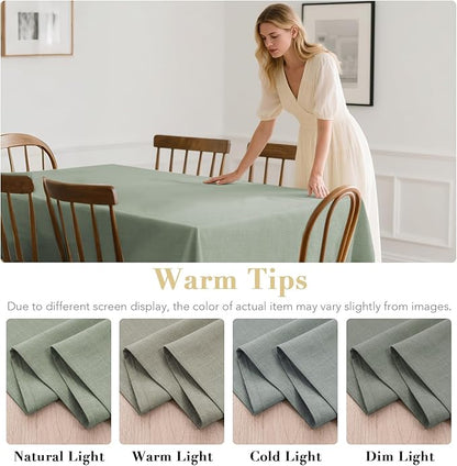 H.VERSAILTEX Linen Table Cloths Square 60 x 60 Inch Premium Tablecloth Spill-Proof Waterproof Table Cover for Dining Buffet Feature Extra Soft and Thick Fabric Wrinkle Free, Sage