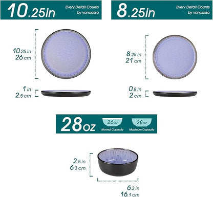 vancasso Plates and Bowls Sets, 24 Pieces Stoneware Dinnerware Sets - Image 2