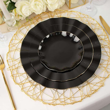 Efavormart 10 Pack | Black 6" Round Plastic Dessert Salad Plates, Disposable - Image 9