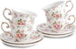 Agyiuns tea cups and saucers ceramic coffee mug 6oz set of 4 by Agyiuns
