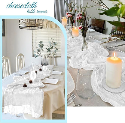 6 Pack White Cheesecloth Table Runner 20 x 120 Inch Gauze Table Runner Fabric - Image 4