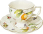 Tea Cups and Saucers Set, Porcelain Coffee Mugs, 8.4 OZ Vintage Coffee Cups by JUSONEY