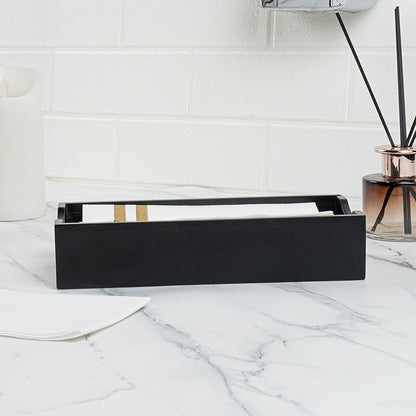 Restaurantware 9.5 x 4.25 x 2 Inch Flat Napkin Holder 1 Rectangle Wooden Napkin Holder - For Kitchen Tables or Countertops Sturdy Black Bamboo Kitchen Napkin Holder Dining Room Decor