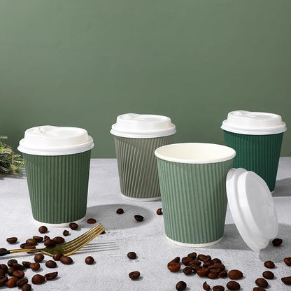 Whaline 100Pcs Sage Green Disposable Coffee Cups - Image 4