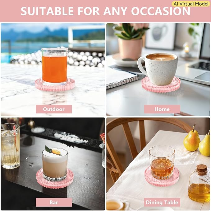 VIBRATITE 4 Inch Glass Coasters Set of 4, Crystal-Like Appearance - Image 7