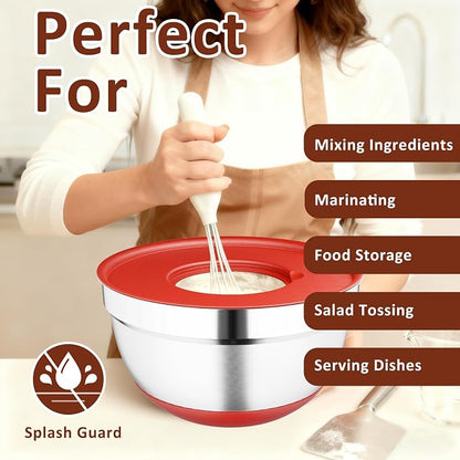 9 Pack Mixing Bowls with Airtight Lids Set, Stainless Steel Mixing Bowls with - Image 7