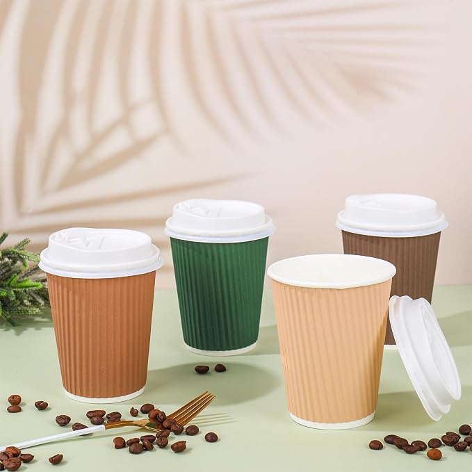 Whaline 100Pcs Woodland Themed Disposable Coffee Cups - Image 4