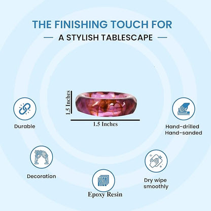 ALPHA Living HOME Napkin Rings Set of 12 - Handmade Epoxy Resin Napkin Holders for Elegant Table Decor, Dining, Weddings, Parties & Special Events - Durable & Stylish Serviette Rings (Spring Color)