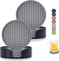 Coasters for Drinks, Silicone Coasters Set of 12 with ABS Holder, Outdoor Coaster for Coffee Table, Non-Slip Rubber Table Cup Mat Desk, Heat Resistant & Scratch-Proof (Grey)