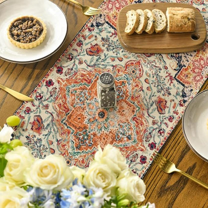 Artoid Mode Boho Bohemia Style Orange Table Runner, Country Rustic Farmhouse - Image 4