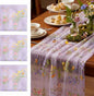 Purple Floral Table Runner 10ft Embroidery Tulle Spring Wildflower Gauze Table by Windkream