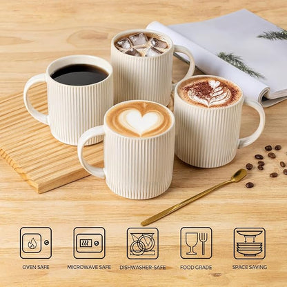 theterra Ceramic Coffee Mugs Set of 4, 14.2 oz Coffee Cups - Image 4