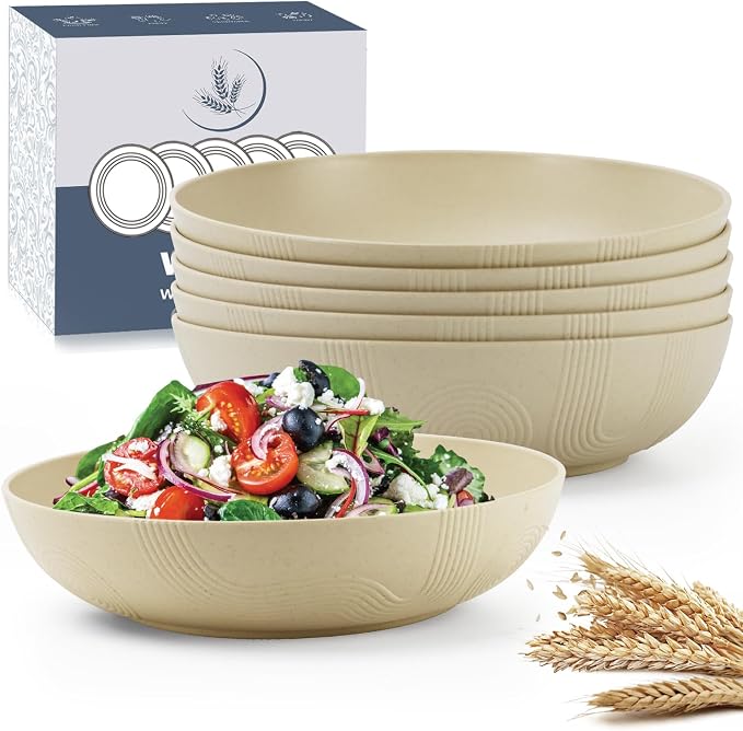 10inch Wheat Straw Big Bowls Set of 6 by WROVA