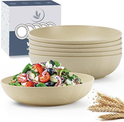 10inch Wheat Straw Big Bowls Set of 6 by WROVA