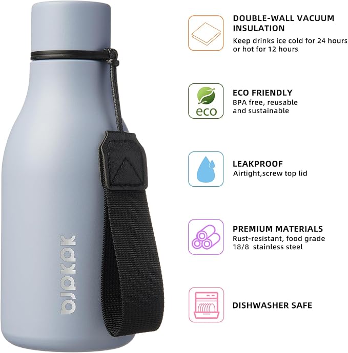 BJPKPK 12oz Insulated Water Bottle, Stainless Steel Bottle - Image 2