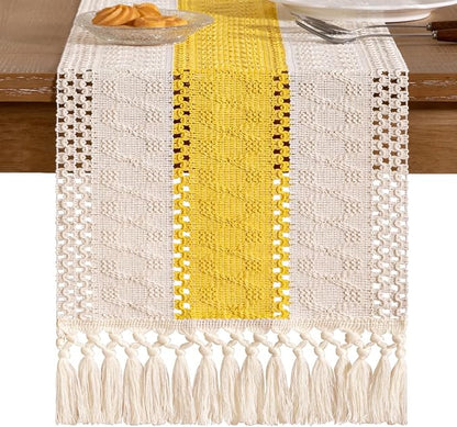 Boho Table Runner Summer Farmhouse Rustic Dining Dresser Scarf Home Decor | - Image 3
