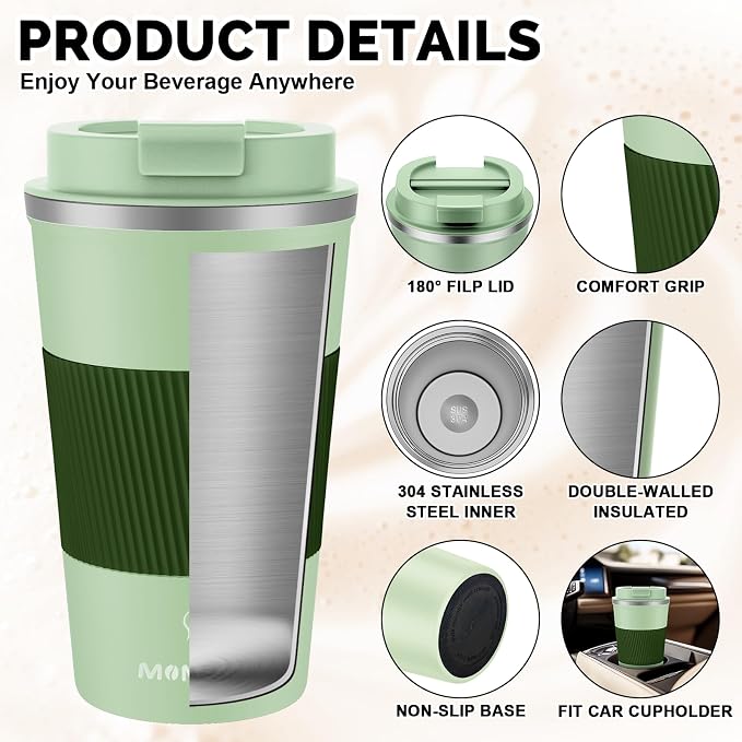 MOMSIV 17oz Travel Coffee Mug, Insulated Coffee Cup - Image 5