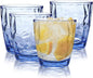 Topsky 10 oz Plastic Water Tumblers | Set of 4 Transparent Unbreakable Drinking Glasses Clear Acrylic Reusable Juice Wine Cups for Home Picnic Party, Dishwasher Safe, Stackable (Blue)