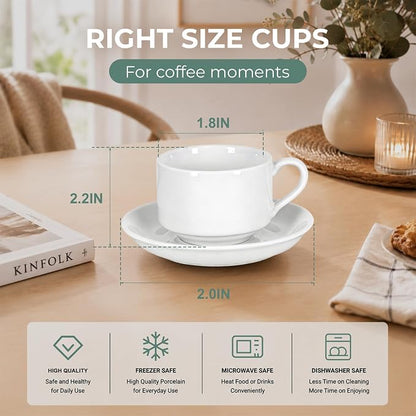 8 Ounce Cappuccino Cups Set of 4, Includes Display Stand, Cups Saucers - Image 2