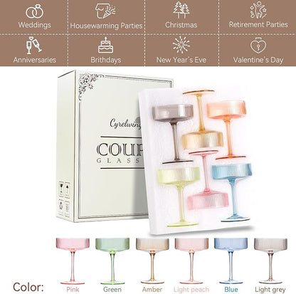 Pastel Light Colored Coupe Glasses Set of 6 - Image 5