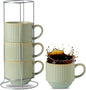 HASENSE Coffee Mugs with Metal Stand, Ceramic 15 Oz Stackable Coffee Cups Set by Hasense