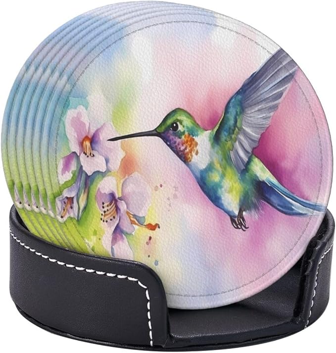 Hummingbirds Spring Leather Coasters Set of 6 - Image 9
