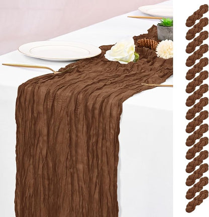 15 Pack Brown Table Runner 17 x 108inch Cheesecloth Table Runner Boho Gauze by Lumaycens