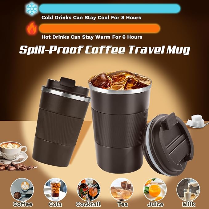Vacuum Insulated Stainless Steel Travel Coffee Mug, Leak Proof Cup - Image 2