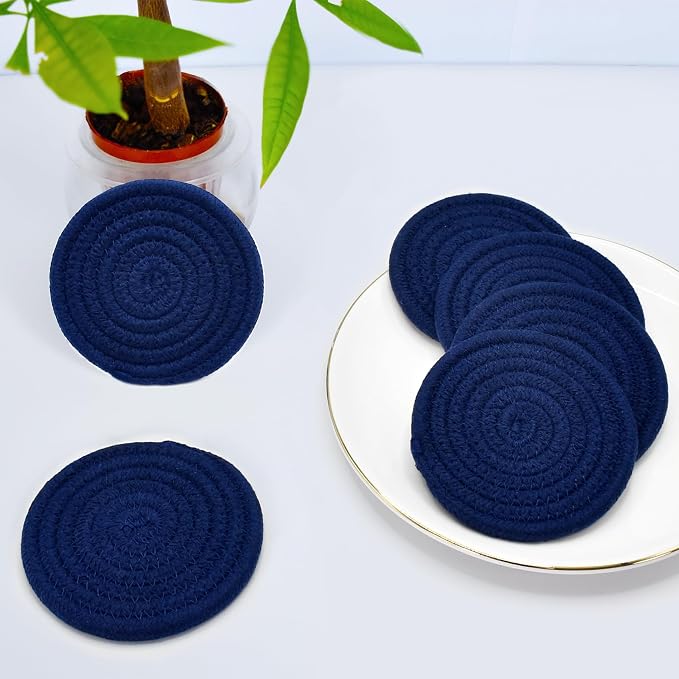 ABenkle Woven Coasters for Drinks Set of 6, Boho Absorbent Drinking Coaster - Image 7