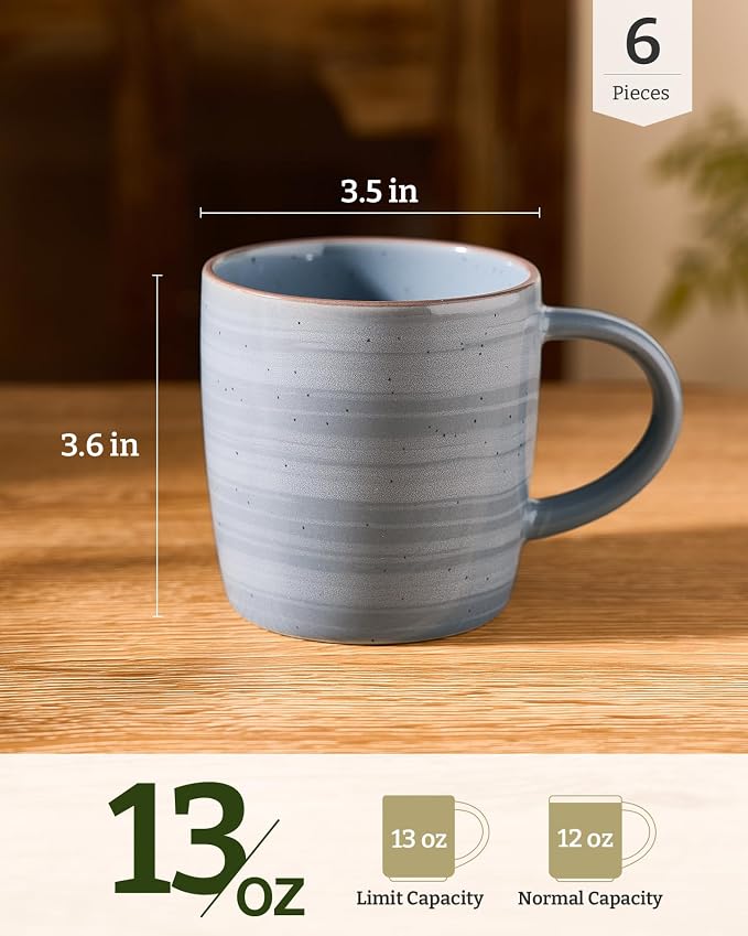 famiware Coffee Mugs Set of 6, Meteor 13 oz Ceramic Mug Cup Set - Image 4