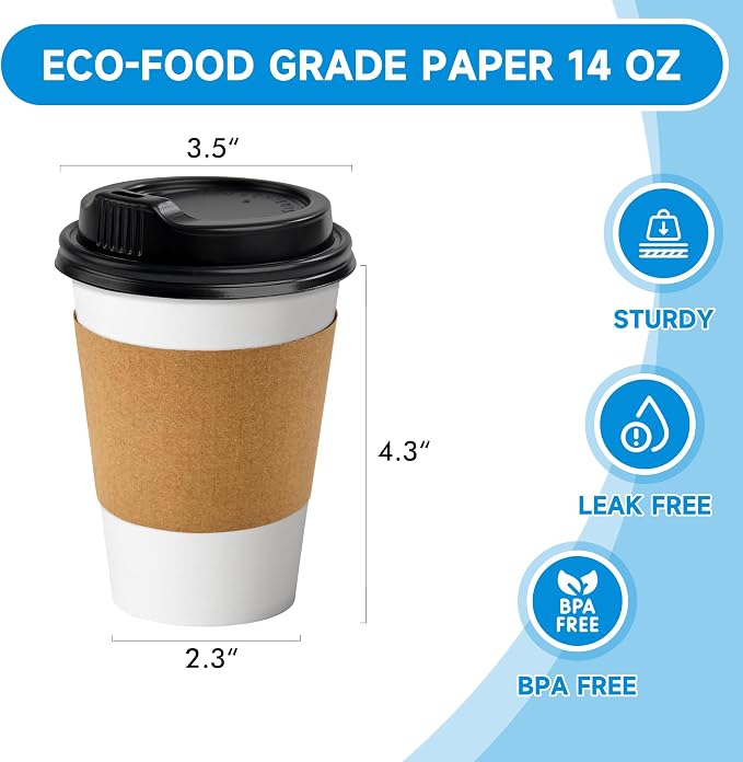 RACETOP 12 oz Disposable Paper Coffee Cups - Image 2