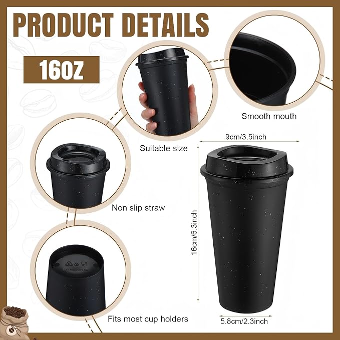Honeydak 45 Pack 16 oz Reusable Coffee Cups - Image 3