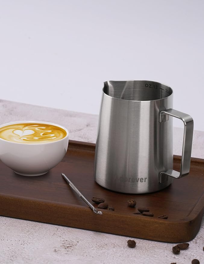 Adorever Milk Frothing Pitcher, 12oz Stainless Steel Milk Frother Cup Steaming - Image 6