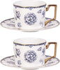 KAMMAK Tea Cups and Saucers Set of 2, Fine Bone China Coffee Cups, 571N | by KAMMAK