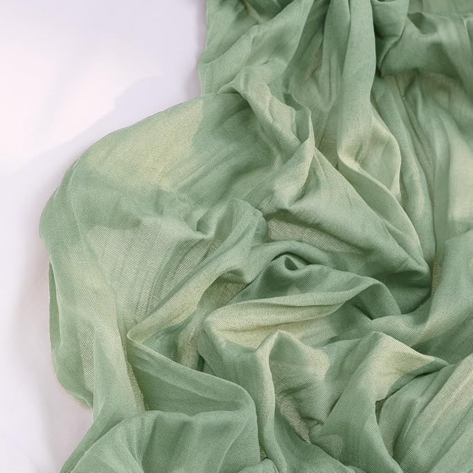 DeZerlor Sage Green Cheesecloth Table Runners 10 Pack Summer Boho Runners | - Image 3