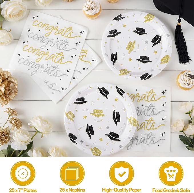 NatNarr Graduation Plates And Napkins, Class Of 2026, 25 6.5 In Napkins - Image 3