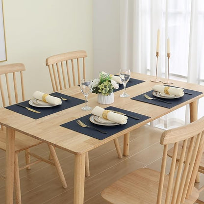 Homaxy Faux Leather Heat Resistant Placemats for Dining Table Set of 4, Waterproof Wipeable Washable PU Table Mats, Easy to Clean Anti-Slip Place Mats, 11.8" x 17", Navy Blue
