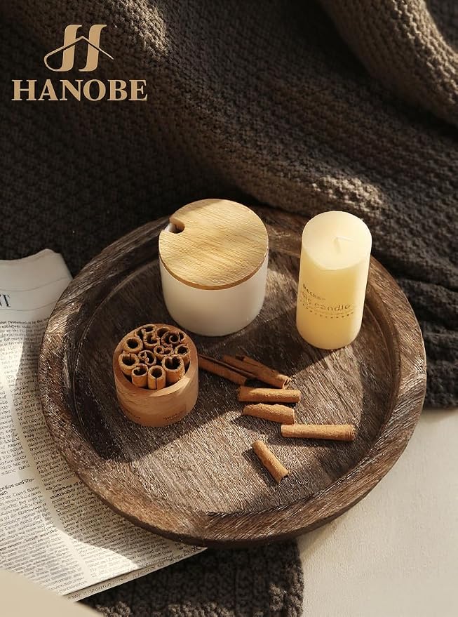 Hanobe Round Wooden Candle Holder Trays - Image 8