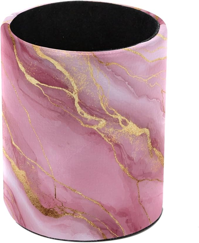 Pink Gold Marble Leather Pen Holder by Unknown