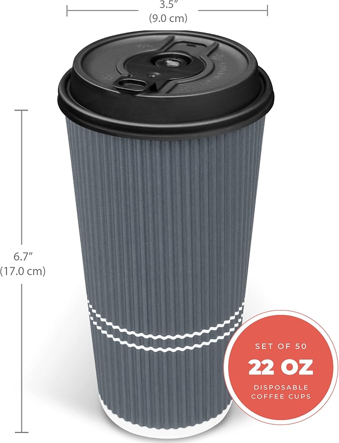 To Go Coffee Cups With Lids - 22 oz Disposable Coffee Cup With Lid. Large Togo - Image 3