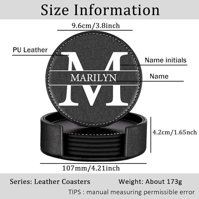 XINYIMAI Custom Leather Coasters Set of 6 - Image 2