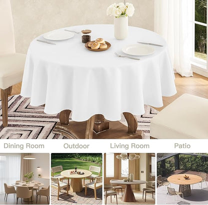 Tablecloth Linen Textured Waterproof & Stain Resistant Table Cloth Wrinkle Free Decorative Fabric Farmhouse Table Cover for Dining/Party/Buffet/Wedding, 60 x 60 Inch, White