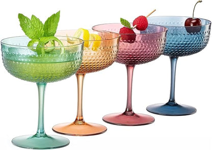 Khen Muted Hobnail Coupes Vintage Textured Pastel Style Cocktail Martini by Khen