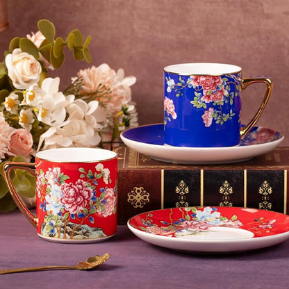 KAMMAK Tea Cup and Saucer, Ceramic Coffee Cups, 7.4 oz, Afternoon Tea and - Image 7