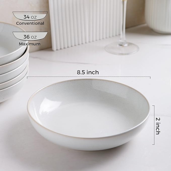 AmorArc 8.5'' Large Ceramic Pasta Bowls, 36oz Stoneware Pasta Serving Bowls Set - Image 2